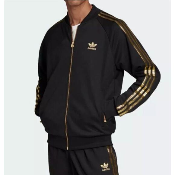 XL adidas OG Men's 50th Annv SST TRACK JACKET Black/24K Gold VERY LAST 1 - Picture 1 of 6